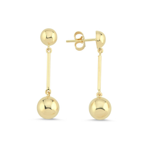 14 Ayar Altın Sallantılı Küçük Top Küpe - CNG Jewels