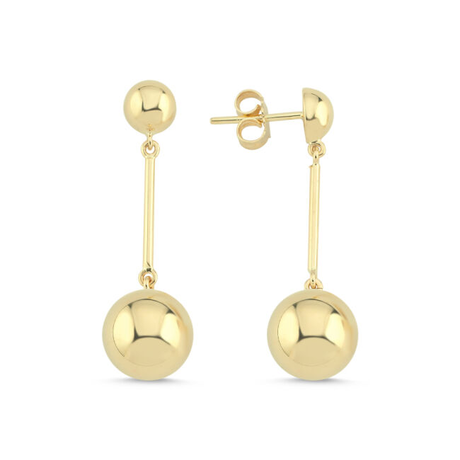 14 Ayar Altın Sallantılı Top Küpe - 1