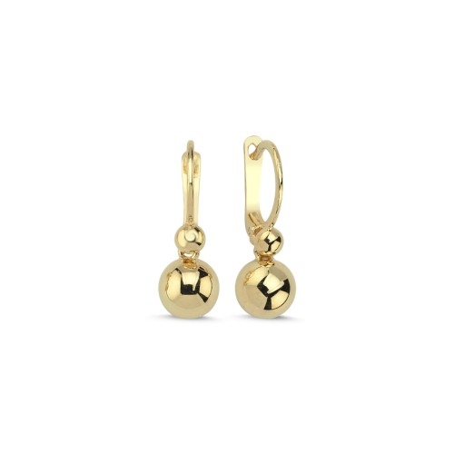 14 Ayar Altın Sallantılı Top Küpe - CNG Jewels