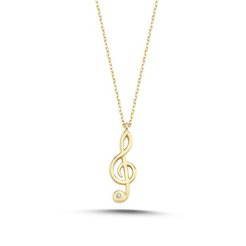 14 Ayar Altın Sol Anahtarı Kolye - CNG Jewels