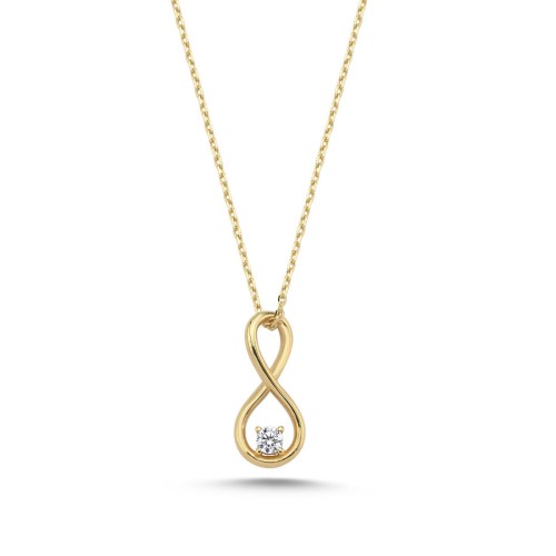 14 Ayar Altın Sonsuzluk Tektaş Kolye - CNG Jewels