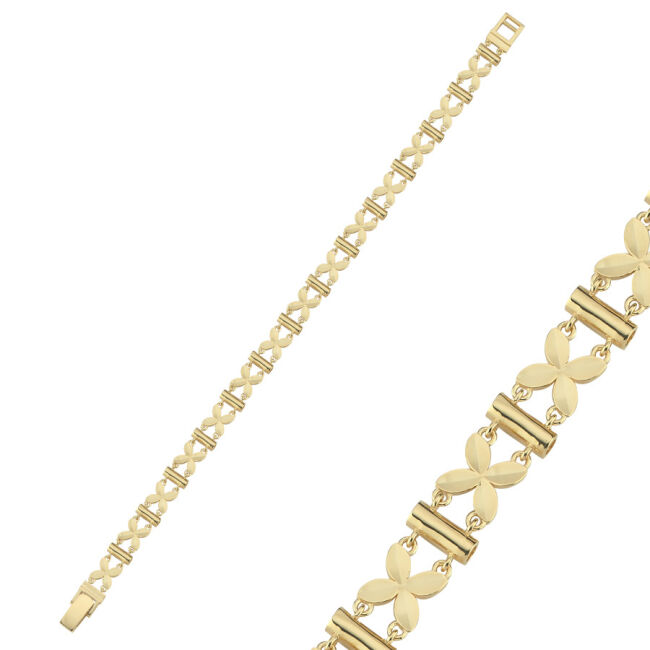 14 Ayar Altın Tasarım Parlak Kelebek Bileklik - 1