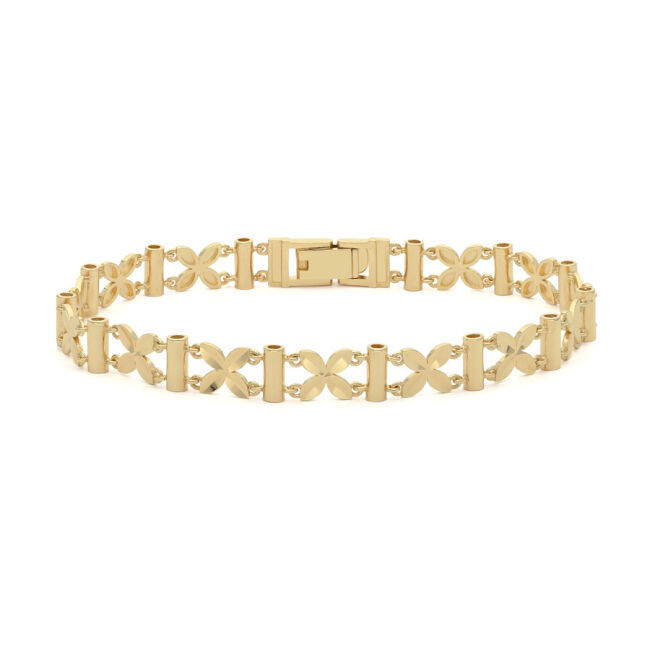 14 Ayar Altın Tasarım Parlak Kelebek Bileklik - 3