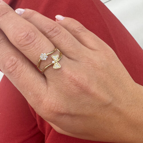 14 Ayar Altın Taşlı Fiyonk Yüzük - CNG Jewels (1)