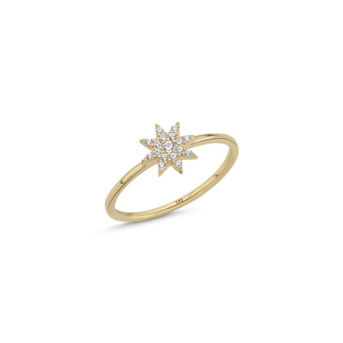 14 Ayar Altın Taşlı Küçük Kutup Yıldızı Yüzük - CNG Jewels