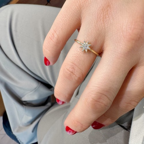 14 Ayar Altın Taşlı Küçük Kutup Yıldızı Yüzük - CNG Jewels (1)