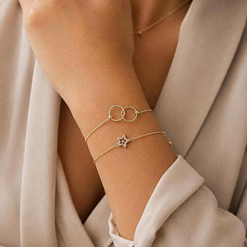 14 Ayar Altın Taşlı Yıldız Bileklik - CNG Jewels (1)