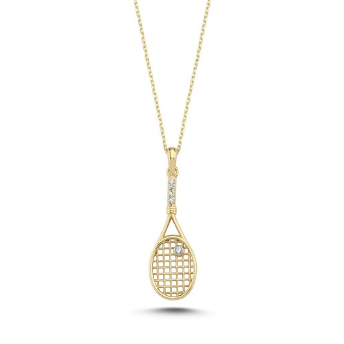 14 Ayar Altın Tenis Raketi Kadın Kolye - CNG Jewels