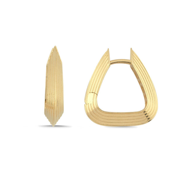 14 Ayar Altın Üçgen Halka Küpe - 1