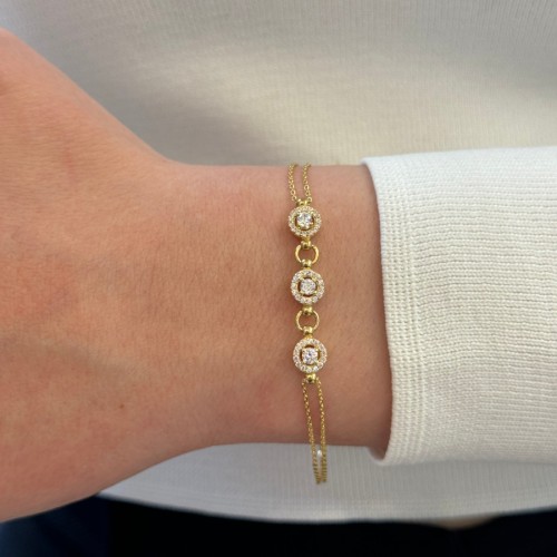 14 Ayar Altın Üçlü Taşlı Bileklik - CNG Jewels (1)