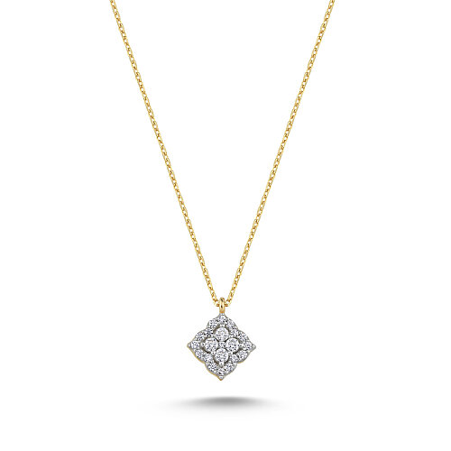 14 Ayar Altın Vibe Minimal Taşlı Kolye - CNG Jewels