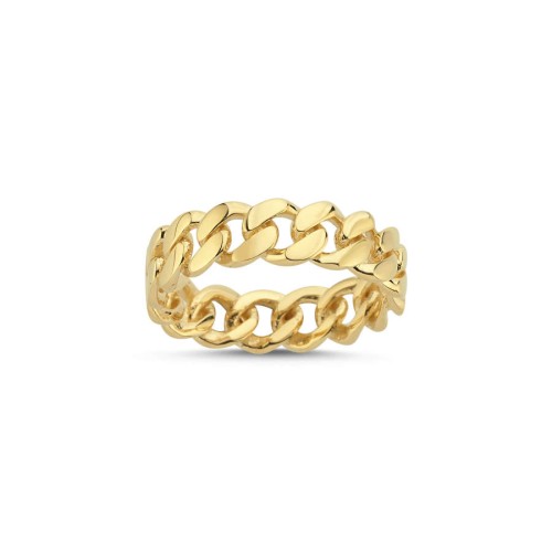 14 Ayar Altın Zincir Desen Tamtur Yüzük - CNG Jewels