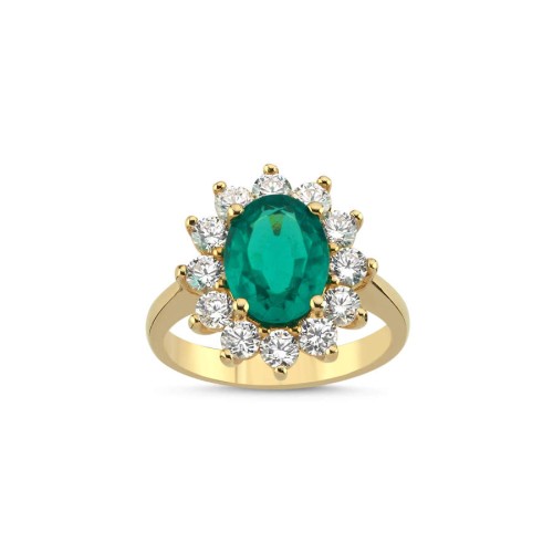 14 Ayar Altın Zümrüt Anturaj Yüzük - CNG Jewels