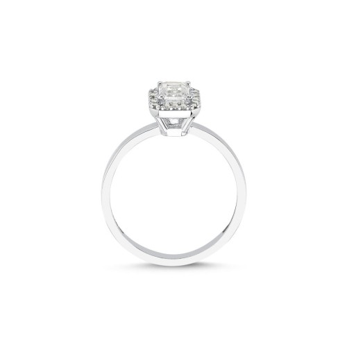 14 Ayar Beyaz Altın Baget Tektaş Yüzük - CNG Jewels (1)