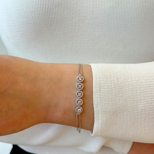 14 Ayar Beyaz Altın Beşli Taşlı Bileklik - CNG Jewels (1)