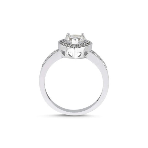 14 Ayar Beyaz Altın Kalp Anturaj Yüzük - CNG Jewels (1)