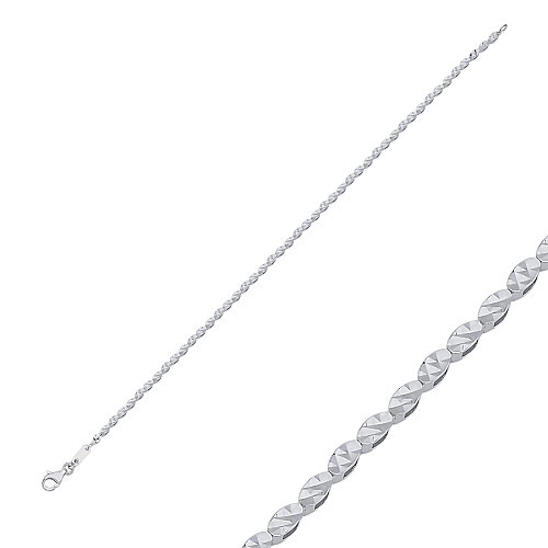 14 Ayar Beyaz Altın Parlak Prizma Kalemli Bileklik - CNG Jewels