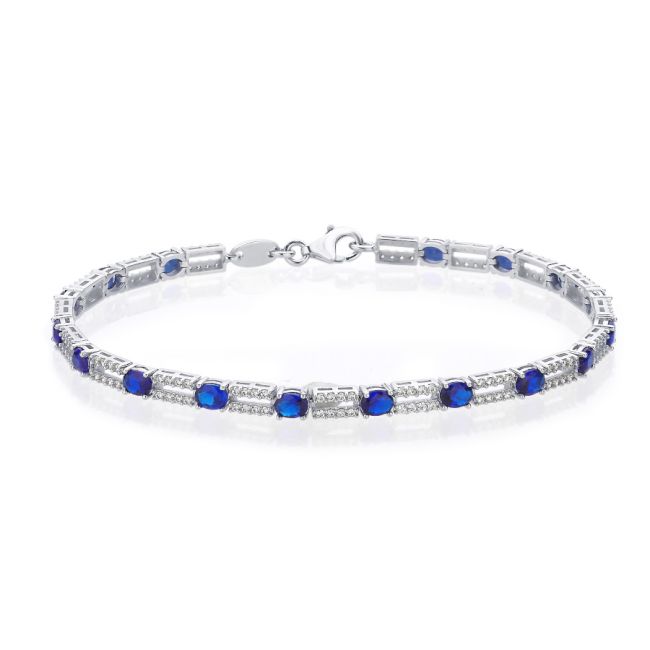 14 Ayar Beyaz Altın Safir Işık Seli Su Yolu Bileklik - 3