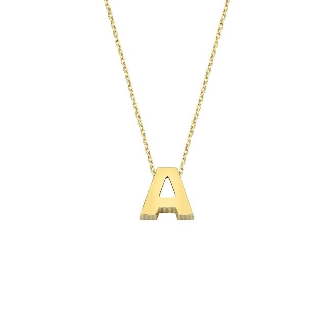 Lowercase Letter A 14 Carat Gold Necklace - 1