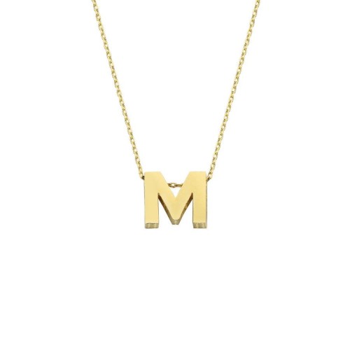 14K Gold Initial M Necklace - CNG Jewels