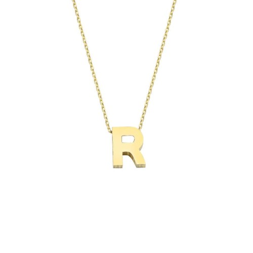 14k Gold İntial Letter R Necklace - CNG Jewels