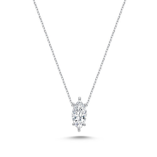 2 Karat Markiz Tektaş Gümüş Kolye - CNG Jewels