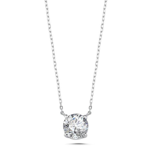 2 Karat Tektaş Gümüş Kolye - CNG Jewels