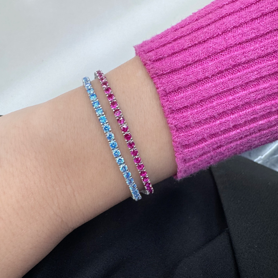 2,5mm Mavi Taşlı Su Yolu Gümüş Bileklik - CNG Jewels (1)