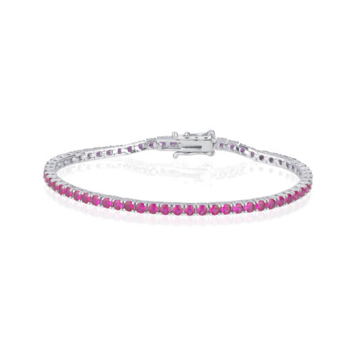 2,5mm Pembe Taşlı Su Yolu Gümüş Bileklik - CNG Jewels (1)