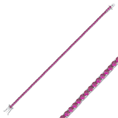 2,5mm Pembe Taşlı Su Yolu Gümüş Bileklik 