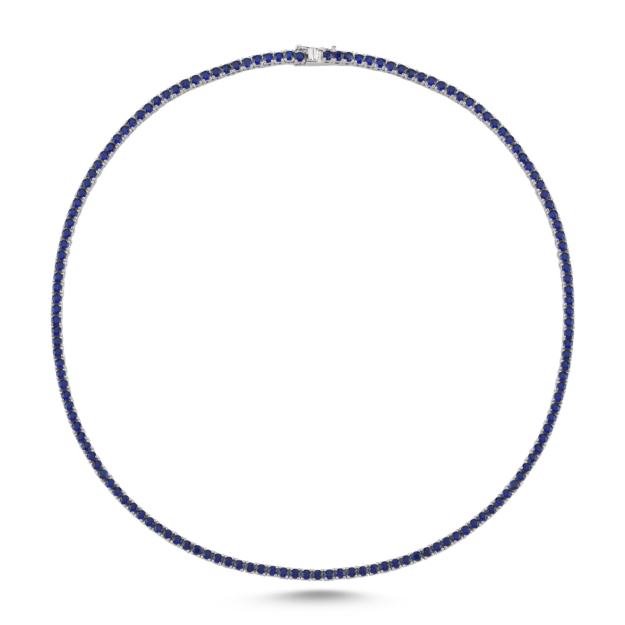 2,5mm Safir Mavisi Su Yolu Gümüş Kolye - CNG Jewels