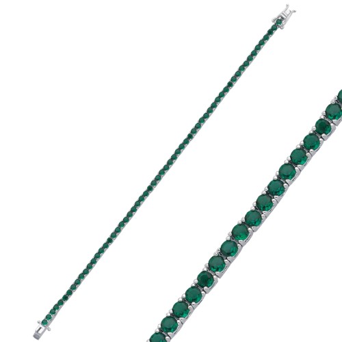 2,5mm Zümrüt Renkli Gümüş Su Yolu Bileklik 