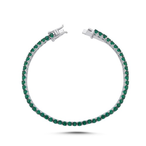 Emerald Colored Silver Waterway Bracelet - CNG Jewels (1)