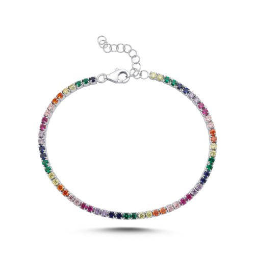 2mm Renkli Taşlı Gümüş Su Yolu Bileklik - CNG Jewels (1)