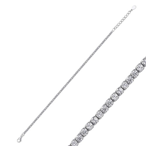 2mm Taşlı İnce Su Yolu Gümüş Bileklik - CNG Jewels