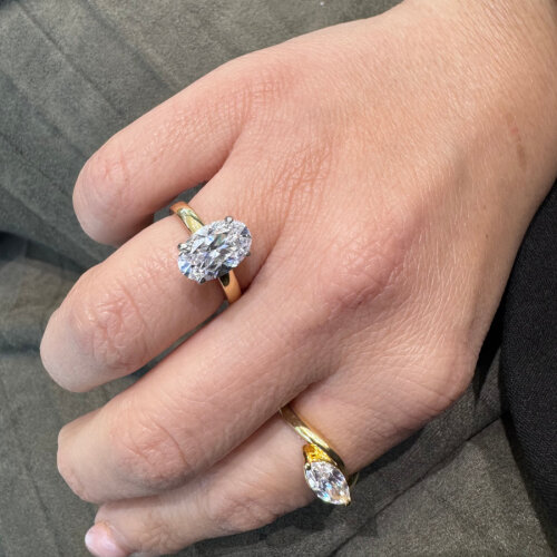 3 Karat Oval Tektaş Gümüş Yüzük - CNG Jewels (1)