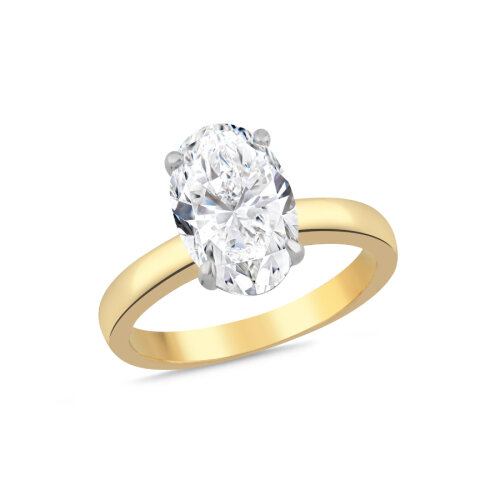 3 Karat Oval Tektaş Gümüş Yüzük - CNG Jewels