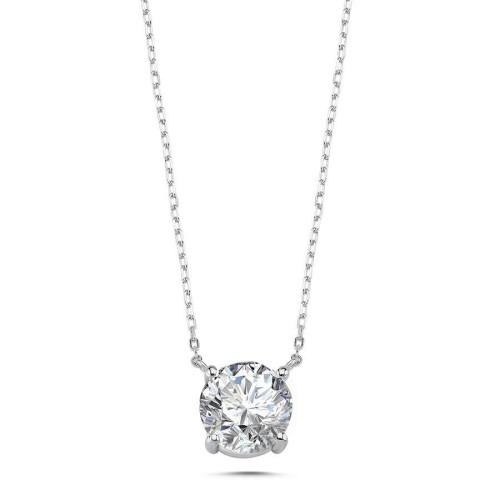 3 Carat Solitaire Silver Necklace - CNG Jewels