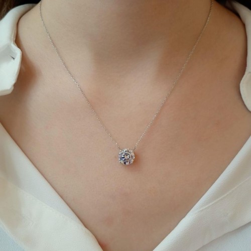 3 Carat Solitaire Silver Necklace - CNG Jewels (1)