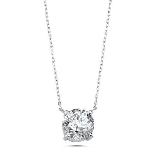 3.5 Carat Solitaire Silver Necklace - CNG Jewels