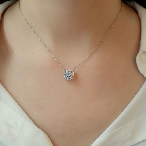3.5 Carat Solitaire Silver Necklace - CNG Jewels (1)