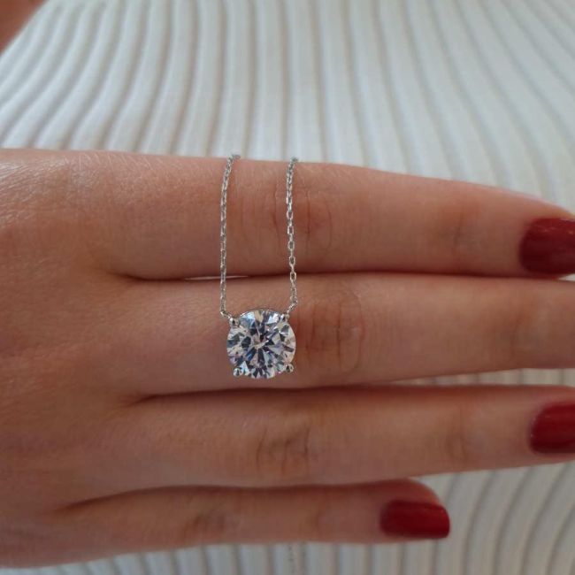 4 Karat Tektaş Gümüş Kolye - 3