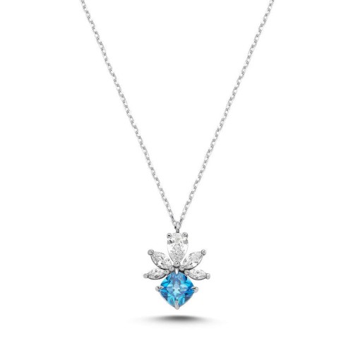Akua Merkür Damla Markiz Taşlı Gümüş Kadın Kolye - CNG Jewels