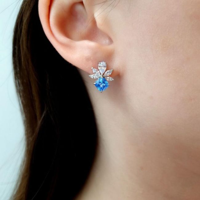 Akua Merkür Damla Markiz Taşlı Gümüş Kadın Küpe - 2