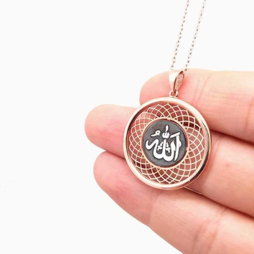 Arapça Allah Yazılı Rose Gümüş Kadın Kolye - CNG Jewels (1)