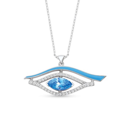 Almendra Mavi Göz Gümüş Kadın Kolye - CNG Jewels