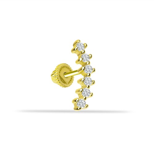 Altı Taşlı Süzme Altın Helix Piercing - CNG Jewels