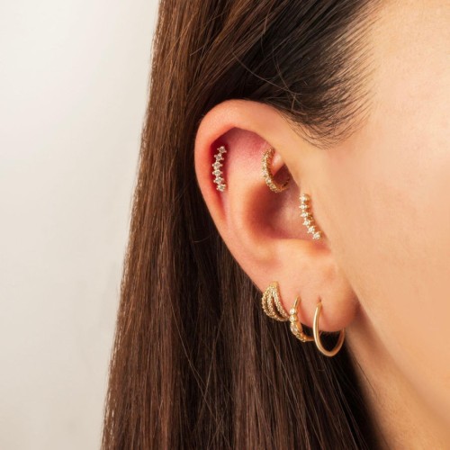 Altı Taşlı Süzme Altın Helix Piercing - CNG Jewels (1)
