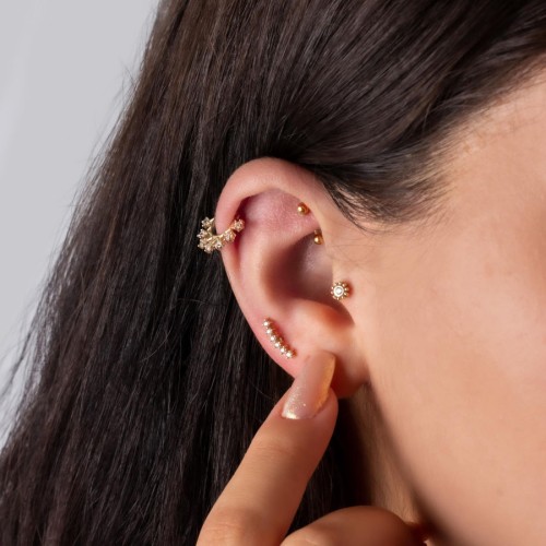 Altı Taşlı Süzme Altın Helix Piercing - 3
