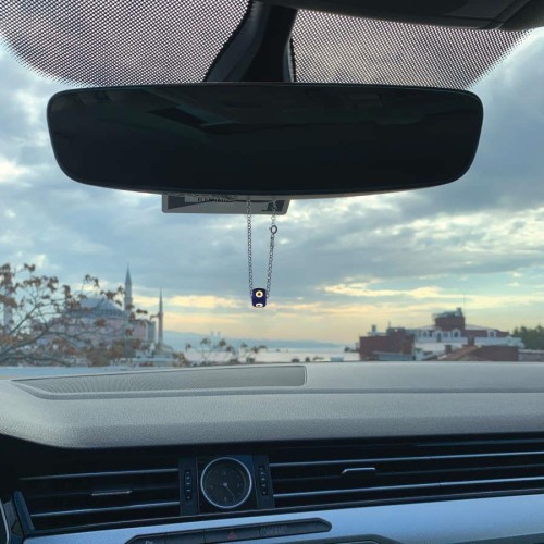 Araba Ayna Süsü Kübik Zar Gümüş Nazar Boncuğu - CNG Jewels (1)